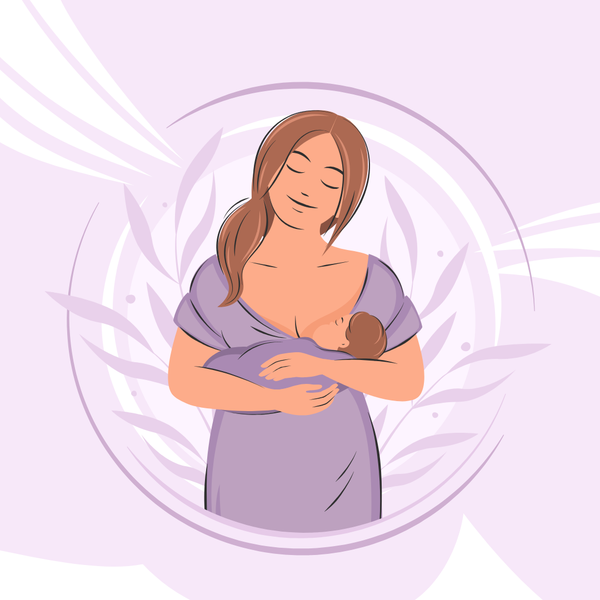 Illustration of a mother holding her baby