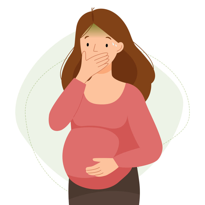 Illustration of a pregnant woman with nausea
