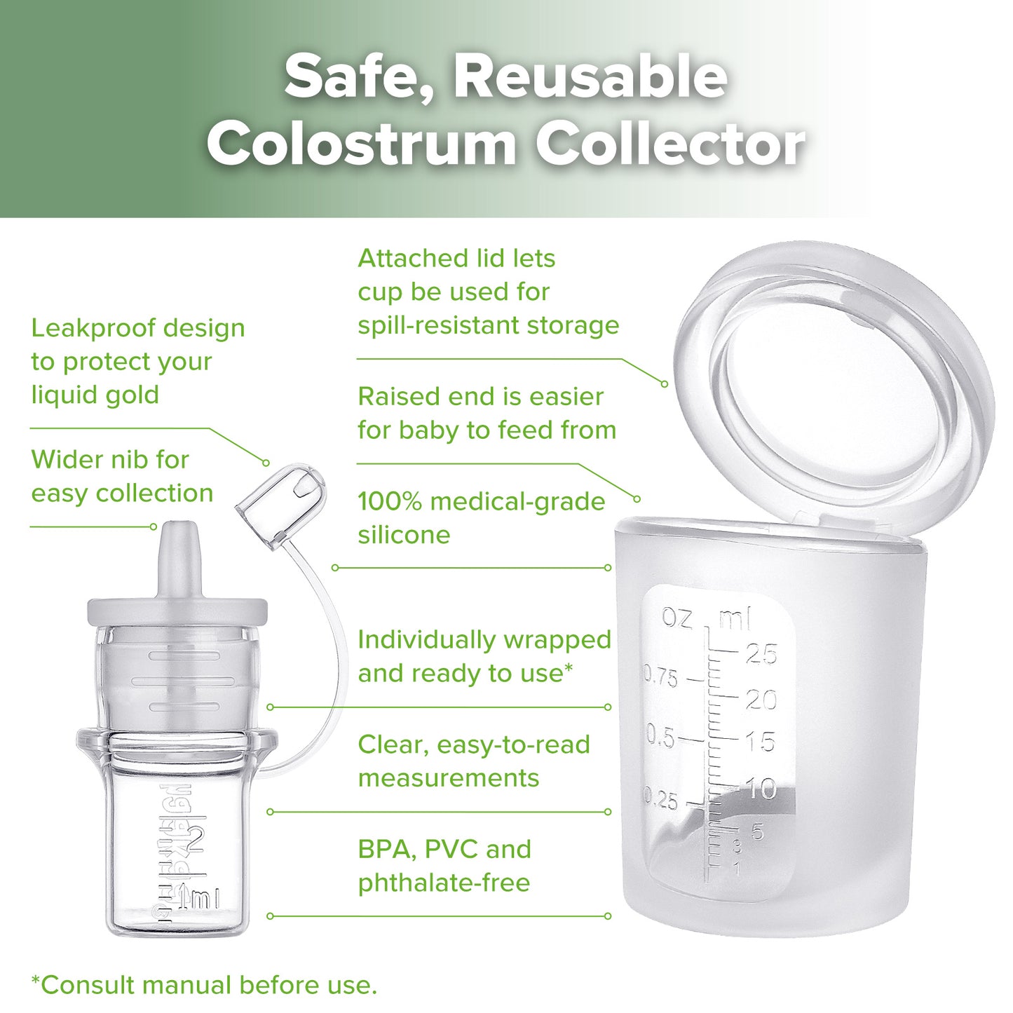 Silicone Colostrum Collector Set