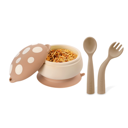 Silicone Mushroom Bowl & Bendy Cutlery Set