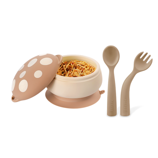 Silicone Mushroom Bowl & Bendy Cutlery Set