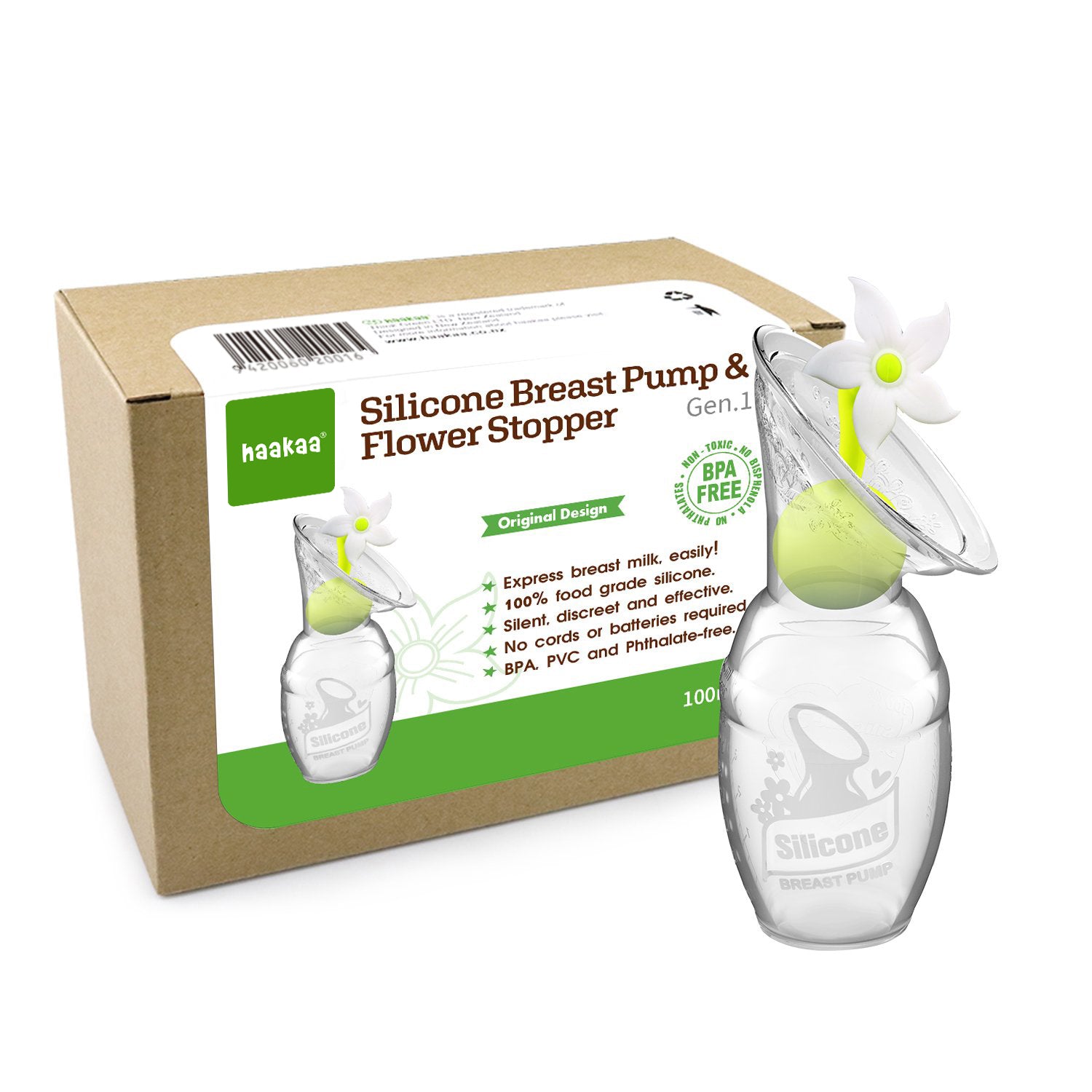 Generation 1 100ml Breast Pump & Flower Stopper Gift Box | Haakaa.